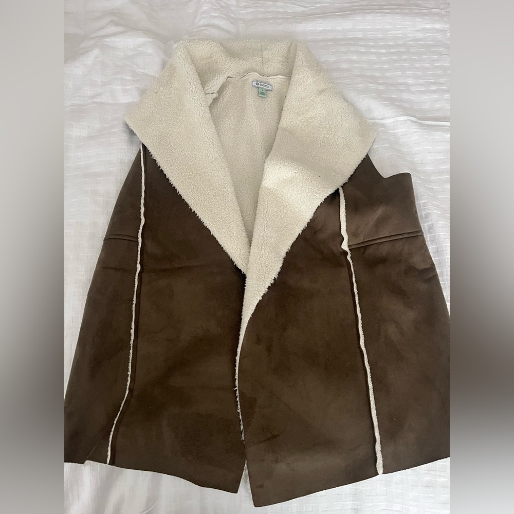 Brown Shearling Suede Women's Vest